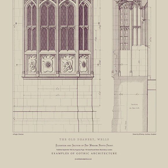 Architectural Print: The Old Deanery Bay Windows / Size A2 - Picture 3 of 5